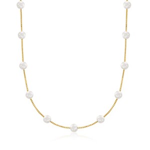 Ross-Simons 6-6.5mm Cultured Pearl Station Necklace in 18kt Gold Over Sterling - 1 of 4