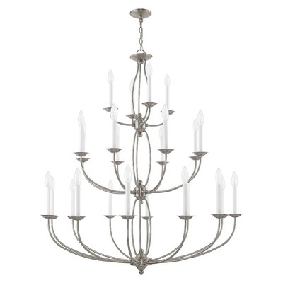 Elegant Brushed Nickel 24-Light Candle-Style Chandelier