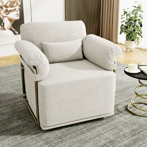 Lyngins Modern Upholstered Single Sofa Swivel Chair with Gold Metal Legs,Square Accent Armchair for Bedroom,Office - 1 of 4