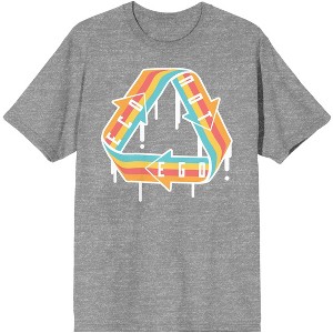 Sunny Days Melting Rainbow Recycle Graphic for Earth Day Adult Heather Gray Short Sleeve Crew Neck Tee - 1 of 3