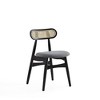 Set of 4 Colbert Upholstered Seating Dining Chairs Black/Cane - Manhattan Comfort: Ash Frame, No Assembly Required - 3 of 4