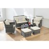 Mshliw 6-Piece Wicker Patio Furniture Set with Ottoman & Tempered Glass Coffee Table – Rattan & Cushions for Outdoor Garden, Patio, or Balcony - 4 of 4