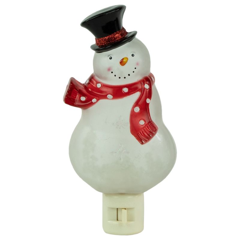Northlight 6.75" Snowman Wearing Red Scarf Christmas Night Light, 3 of 7