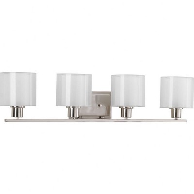 Progress Lighting, Invite Collection, 4-Light Bath Fixture, Brushed Nickel, Mylar Shade