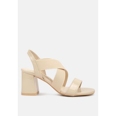 Elastic Straps Block Heel Sandals