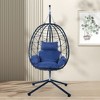 Rattan Swing Egg Chair with Stand and Cushion for Indoor/Outdoor Use - 3 of 4
