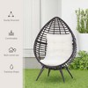 Patio Wicker Egg Chair w/ Soft Cushion,Outdoor / Indoor Patio Chair, PE Plastic Rattan Furniture with Adjustable Height Feet Pads - 4 of 4