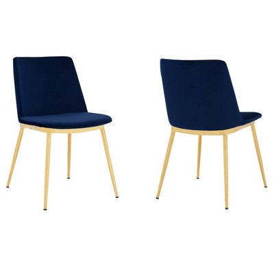 Set of 2 Messina Velvet and Metal Dining Chairs - Armen Living