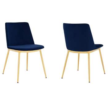 Set of 2 Messina Velvet and Metal Dining Chairs - Armen Living
