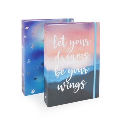 Paper Junkie 2 Pack Inspirational Quotes 3 Ring Mini Binder, 50 Sheets, 5.5 x 8.5 in