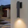 LLHZSY 12 2/5" Long Cylinder Down Outdoor LED Wall Light, Modern Black Exterior Sconce for Porch, Patio & Garde, Waterproof - 2 of 4