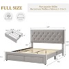 Bed Frame with 2 Storage Drawers, Vintage Velvet Upholstered Bedframe, Button Tufted Wingback Headboard, No Box Spring Needed, Noise Free - 2 of 4