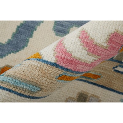 Karina Hand-Knotted Blue and Ivory Wool Floral Area Rug