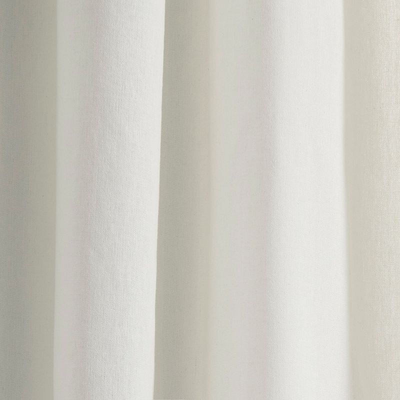 Luxury Modern Flower Linen Like Embroidery Border Window Curtain Panel Off White/Black Single 52X84, 3 of 7