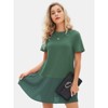 EXLURA Womens Summer Casual Short Sleeve Dress Crewneck Tshirt Dresses Pleated Aline Mini Dress 2025 Vacation Beach Sundress - 2 of 4