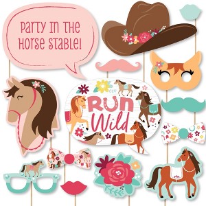 Big Dot of Happiness Run Wild Horses - Pony Birthday Party Photo Booth Props Kit - 20 Count - 1 of 4