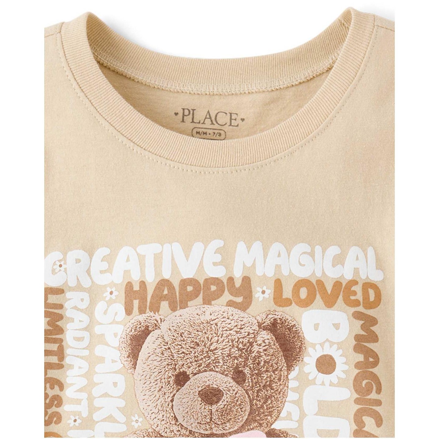 Футболка The Children's Place Short Sleeve Teddy Bear Graphic Tee Tan M (7/8) для девочек, цвет: Рыжевато-коричневый — фото 3