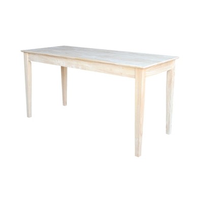 64" Unfinished Solid Wood Writing Desk with Drawer