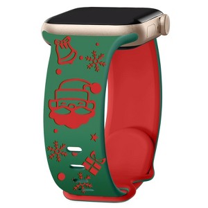 HTUTWOO Christmas Engraved Silicone Band Compatible with Apple Watch 38/40/41mm Two-Tone Santa Claus Sport Strap for iWatch Series, Red+White - 1 of 4