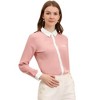 INSPIRE CHIC Women's Contrast Collar Chiffon Long Sleeve Work Office Blouse - 2 of 4