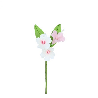 O'creme White And Pink Dianthus Bunch Gumpaste Flowers - Set Of 3 : Target