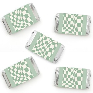 Big Dot of Happiness Sage Green Checkered Party - Mini Candy Bar Wrapper Stickers - Small Favors - 40 Count - 1 of 4