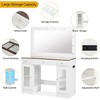 HDZNVF 43.3 inch Vanity Desk with Large Mirror, Modern Glass Top Makeup Vanity with Drawers and Power Outlet - 4 of 4