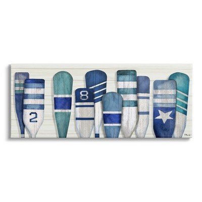 Stupell Industries Port Oars Nautical Blue Patterns Gallery Wrapped Canvas Wall Art