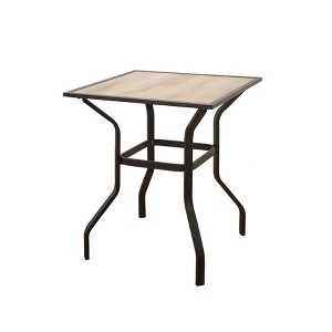 GlasFlength Patio End Tables, Square Metal Bar Table with Wood Look Top, Dimensions, 30.98"*30.98"*35.98" - 1 of 4