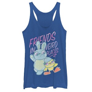 Women's Toy Story Ducky & Bunny Weird Places Racerback Tank Top - 1 of 3