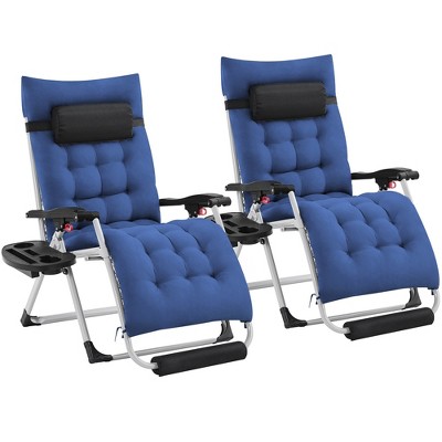 Yaheetech 2pcs 29in Zero Gravity Recliner with Headrest Cupholder/ Footrest