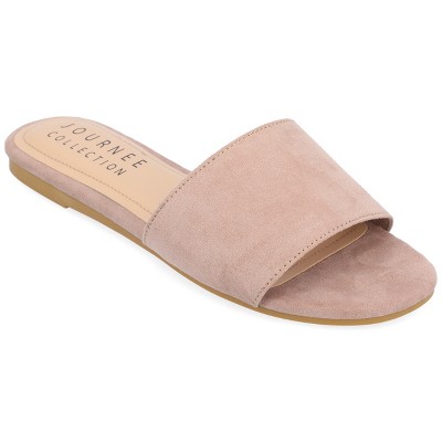 Journee Collection Womens Medium and Wide Width Kolinna Slip On Slide Flat Sandals