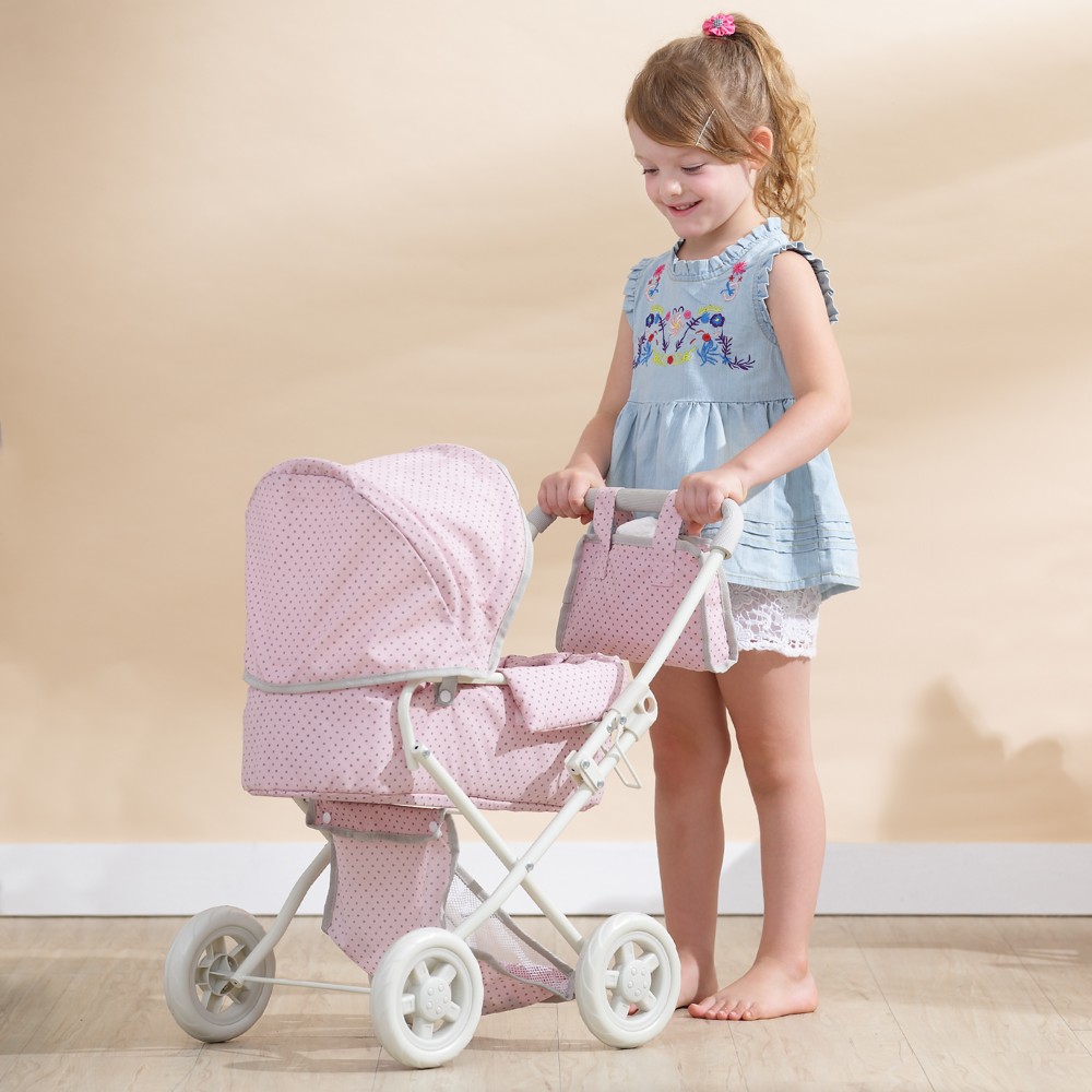 Photos - Educational Toy Teamson Olivia's Little World Buggy-Style Doll Pram with Canopy Pink/Gray 