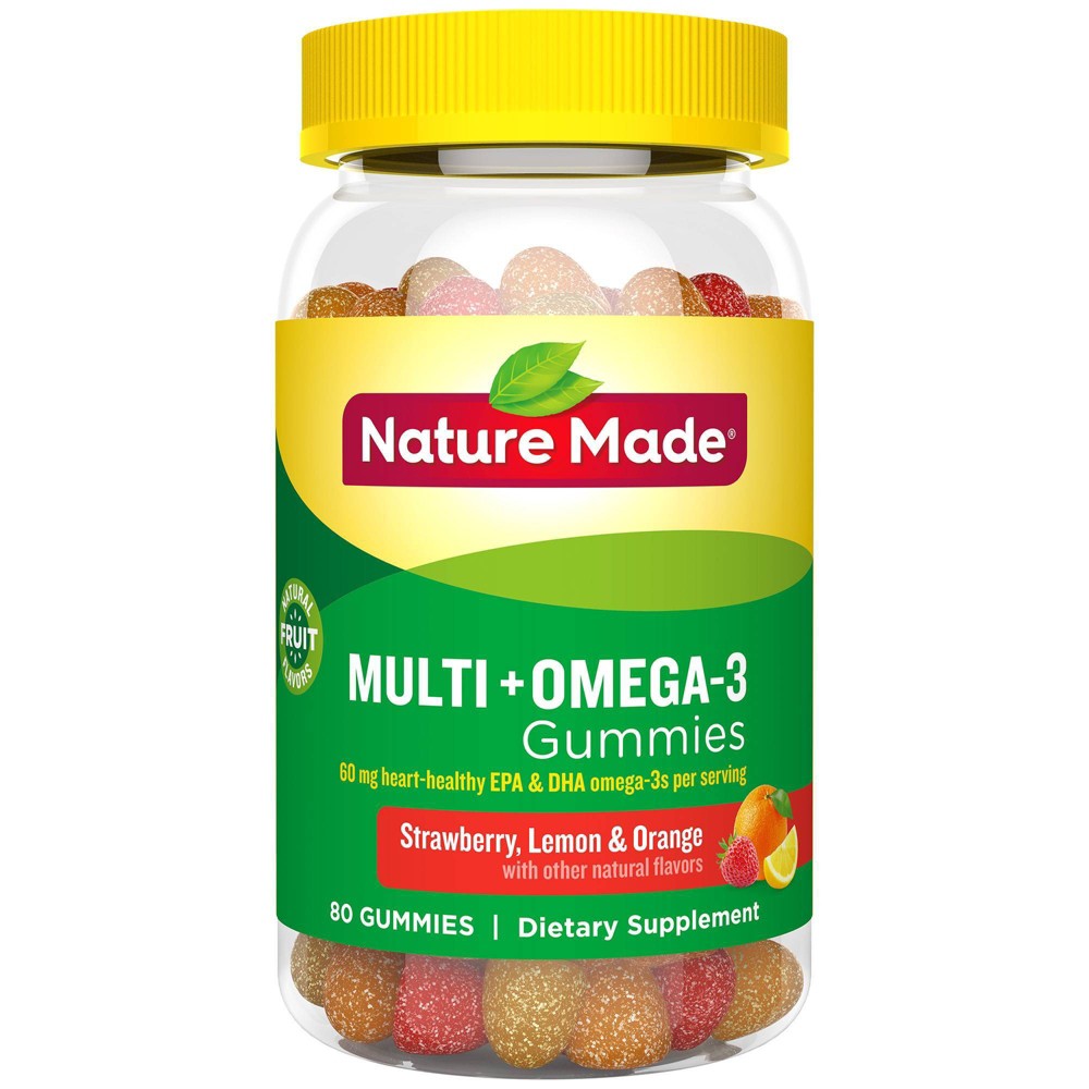 UPC 031604042127 product image for Nature Made Multivitamin & Omega-3 Gummies - Strawberry, Lemon & Orange - 80ct | upcitemdb.com