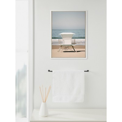Sylvie Surf Shack Coastal Canvas Print with White Frame