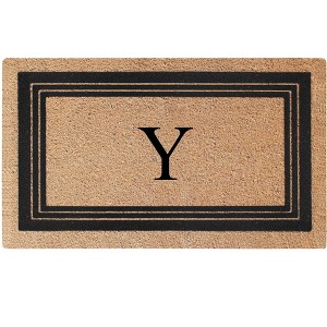 A1HC Natural Coir and PVC Backing 18"x30" Classic Border Monogrammed Flock Door Mat, Anti-Shed Doormat - 1 of 4