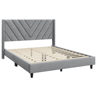 Yaheetech Upholstered Platform Bed Frame with Wooden Slat Support