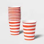 12oz 10ct Paper Cup Stripe Red/White - Sun Squad™