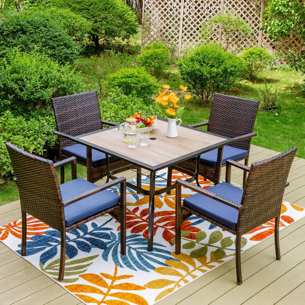 Photos - Dining Table 5pc Patio Dining Set with 36" Square Acacia Table and Chairs - Captiva Des