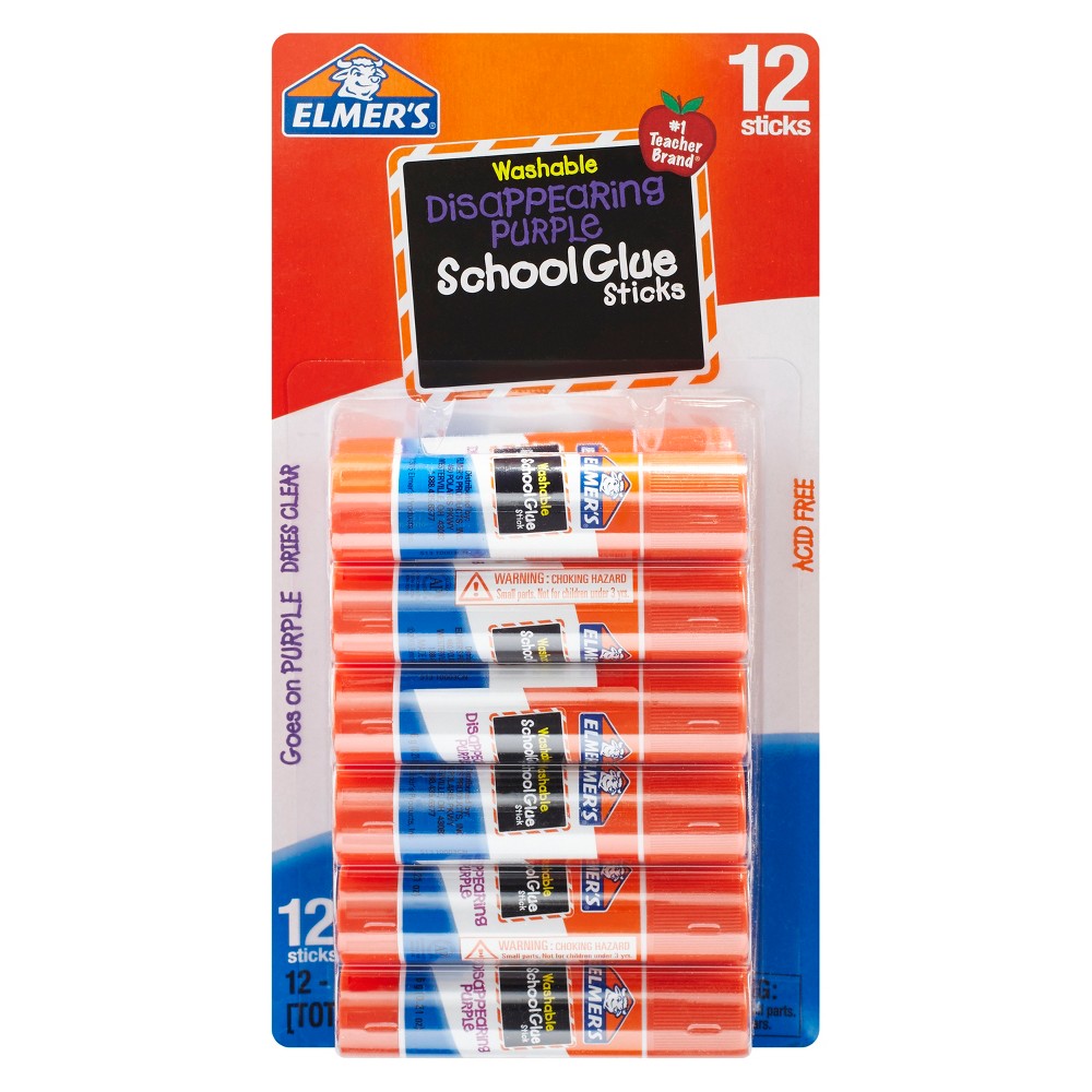 Elmer's 12ct Washable Glue Sticks Disappearing Purple