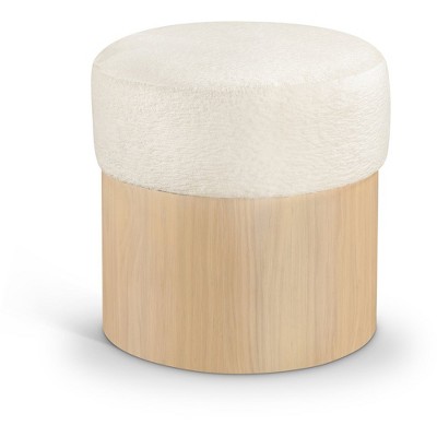 Meridian Furniture,Nimes Velour Fur Fabric Ottoman/Stool