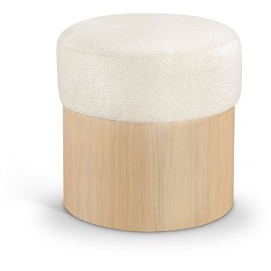 Meridian Furniture,Nimes Velour Fur Fabric Ottoman/Stool - 1 of 4