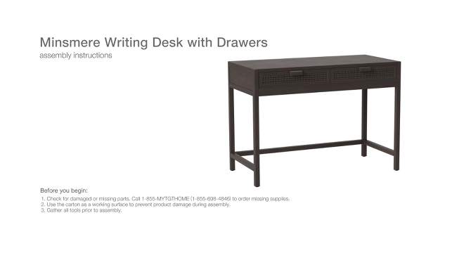 Minsmere Writing Desk with Drawers Brown - Threshold&#8482;, 2 of 6, play video