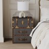 JIONJOY Vintage Linen Storage Ottoman with Leather Accents - Multi-Functional Side Table with Hidden Compartment & Drawers - 4 of 4
