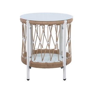 Dexmalle 17.32"Patio End Table,Handwoven Rope with Powder,Beige - 1 of 4