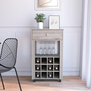 Kitchen Cart with Twelve Wine Cubbies and Four Legs - 1 of 4