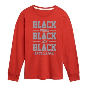 Boys' - Instant Message - Black Pride Joy Excellence Long Sleeve Graphic T-Shirt - 1 of 4