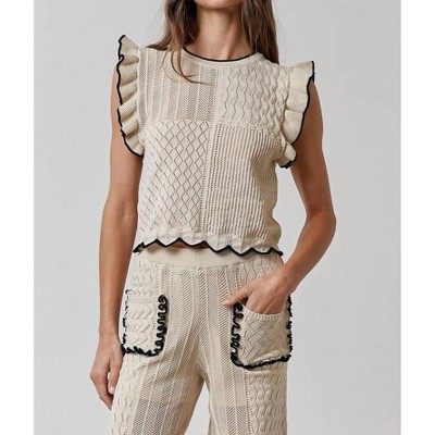 Women's ROUND NECK RUFFLE TOP - lalavon