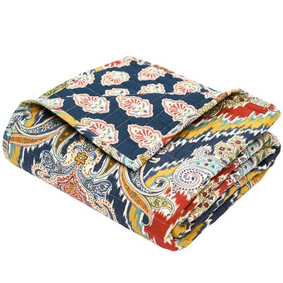 Moreno Red and Blue Cotton Reversible Quilted Throw
