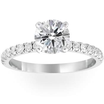 Pompeii3 1 Ct Diamond Round Cut Engagement Ring Single Row 14k White Gold